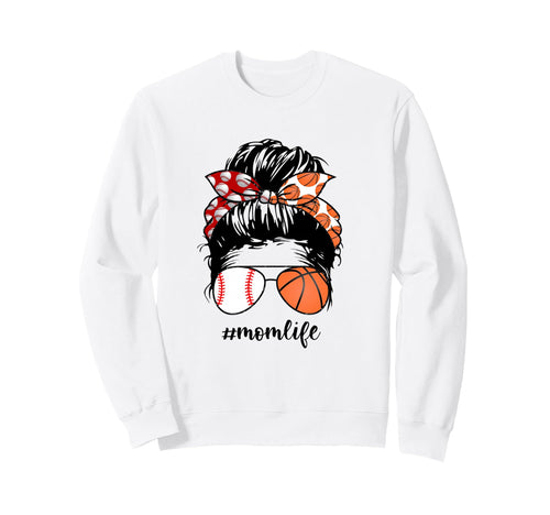 Mom Life Baseball Basketball Mom Sweatshirt - Minimalist Print for Adults - T-Shirt, Sweatshirt, Hoodie