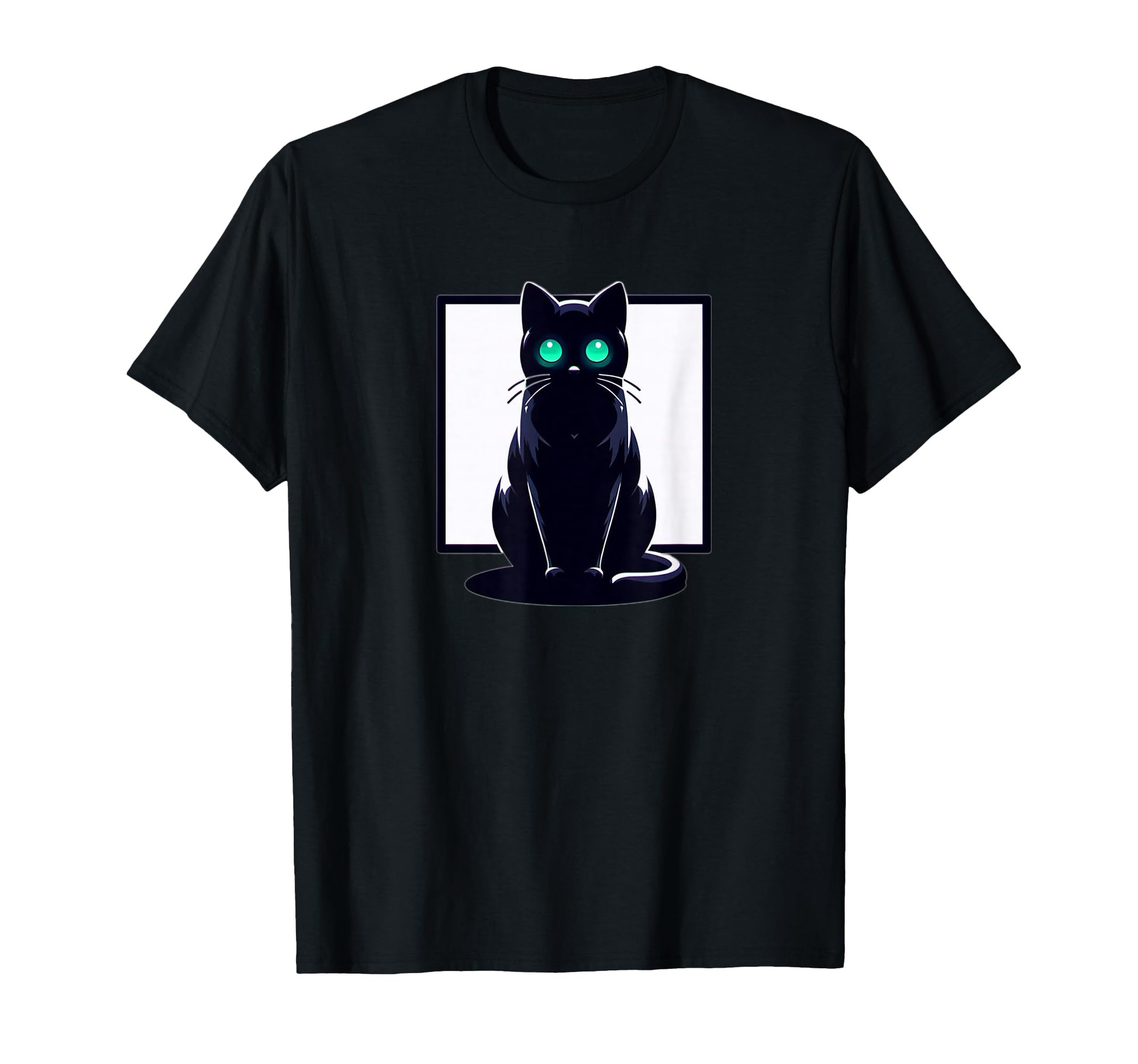 Emerald Gaze Black Cat Lofi Vaporwave T-Shirt - Novelty Apparel Unisex - T-Shirt, Sweatshirt, Hoodie