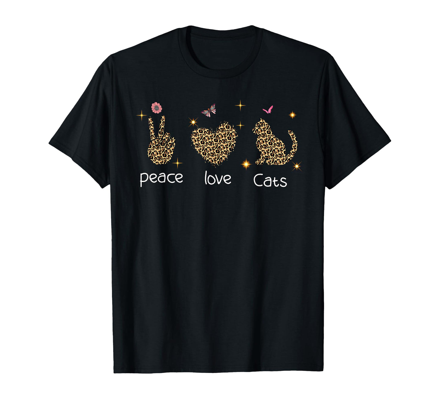 Cat Lover Peace Lover Leopard T-Shirt - Casual Everyday Wear Men Women - T-Shirt, Sweatshirt, Hoodie