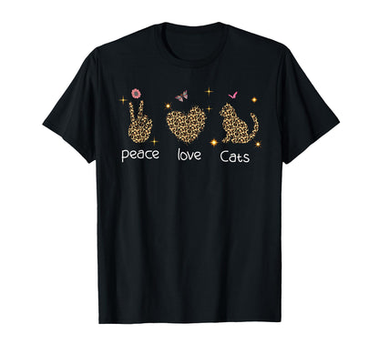 Cat Lover Peace Lover Leopard T-Shirt - Casual Everyday Wear Men Women - T-Shirt, Sweatshirt, Hoodie