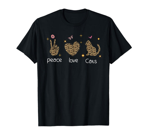 Cat Lover Peace Lover Leopard T-Shirt - Casual Everyday Wear Men Women - T-Shirt, Sweatshirt, Hoodie