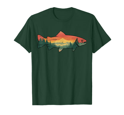 Trout Fish Tree Wildlife Nature Forest T-Shirt - Graphic Print Unisex - T-Shirt, Sweatshirt, Hoodie