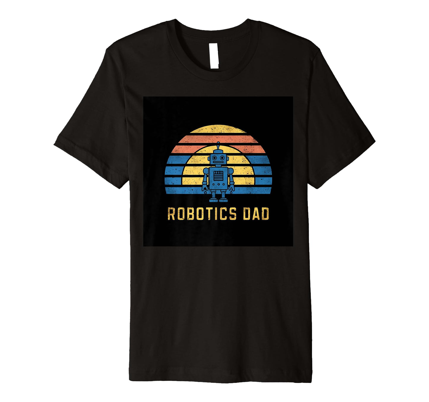 Mens Robotics Dad Blue Robot Rainbow T-Shirt - Minimalist Print for Adults - T-Shirt, Sweatshirt, Hoodie