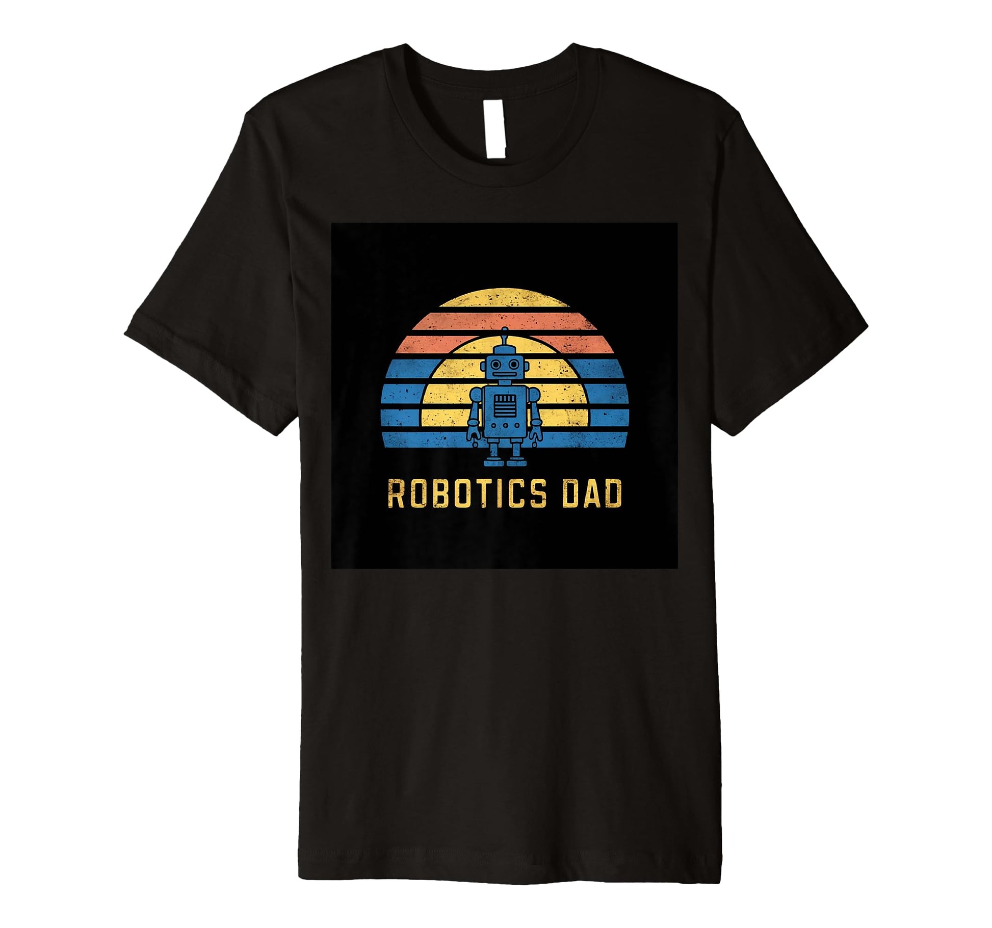 Mens Robotics Dad Blue Robot Rainbow T-Shirt - Minimalist Print for Adults - T-Shirt, Sweatshirt, Hoodie