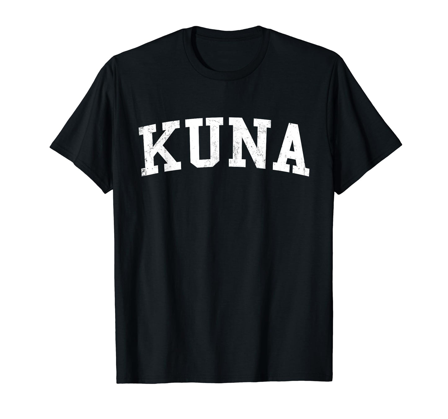 Kuna Id Distressed White Varsity T-Shirt - Minimalist Print for Adults - T-Shirt, Sweatshirt, Hoodie