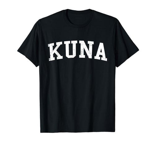 Kuna Id Distressed White Varsity T-Shirt - Minimalist Print for Adults - T-Shirt, Sweatshirt, Hoodie