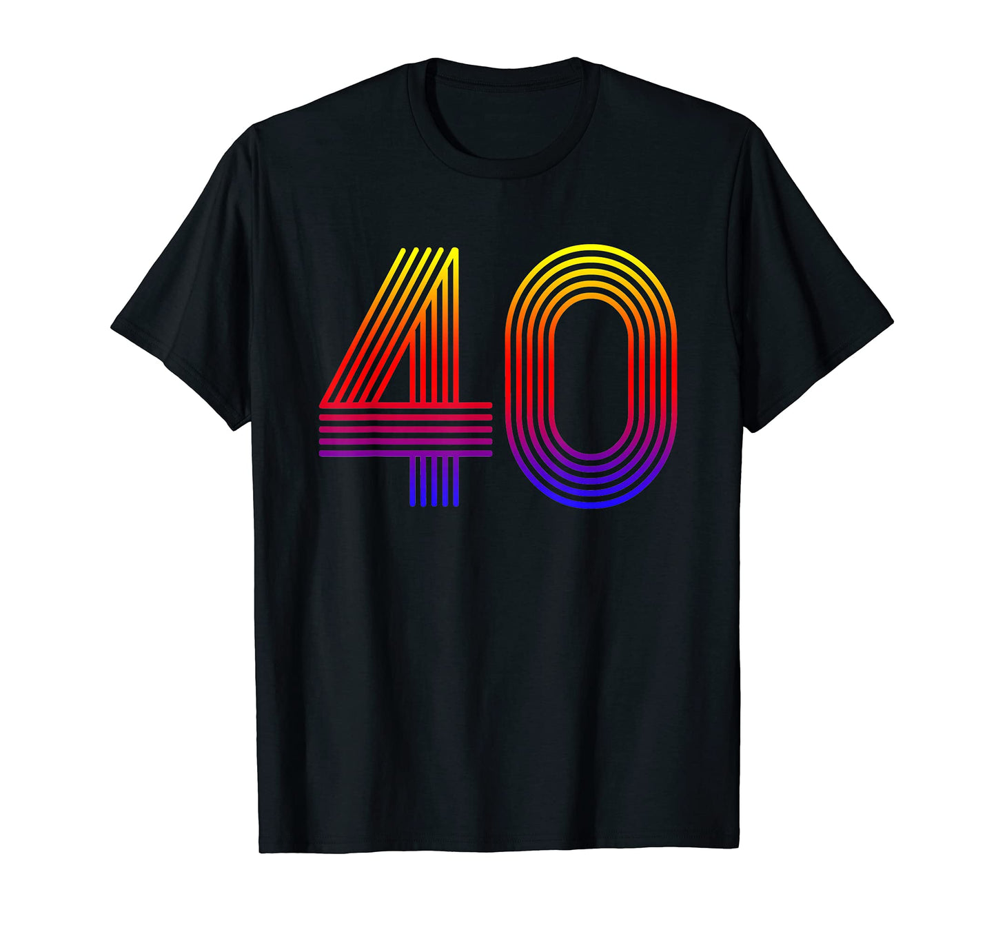 Number 40 Disco Rainbow 40Th Birthday T-Shirt - Unique Graphic Unisex - T-Shirt, Sweatshirt, Hoodie