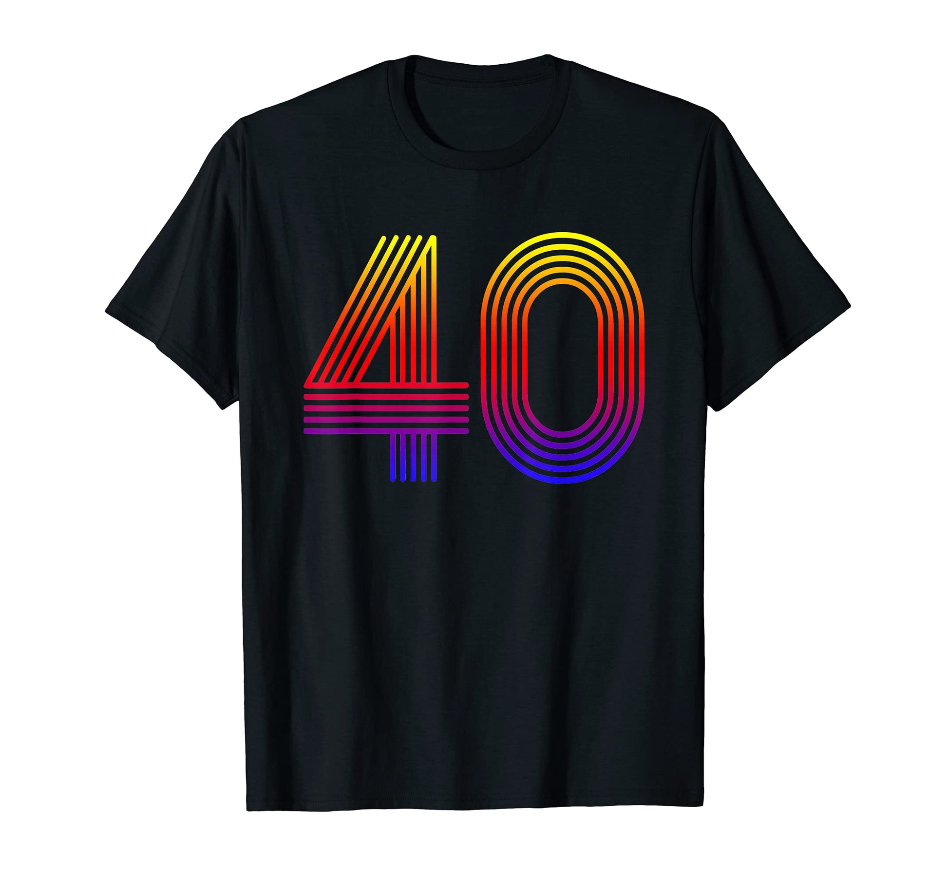 Number 40 Disco Rainbow 40Th Birthday T-Shirt - Unique Graphic Unisex - T-Shirt, Sweatshirt, Hoodie