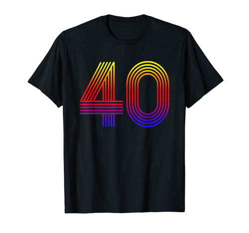 Number 40 Disco Rainbow 40Th Birthday T-Shirt - Unique Graphic Unisex - T-Shirt, Sweatshirt, Hoodie