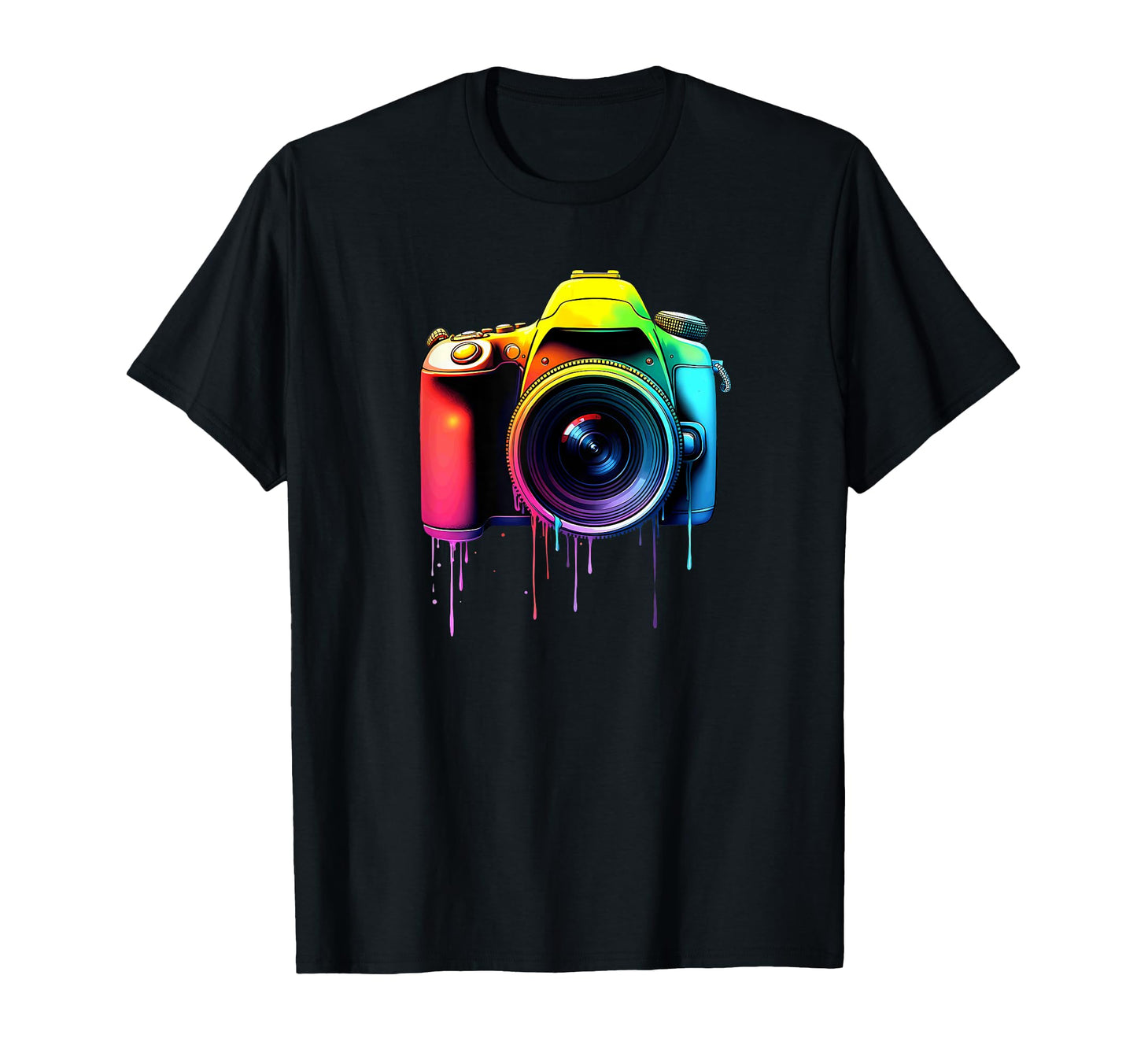 Photography Colorful Camera Dripping T-Shirt - Casual Everyday Wear Unisex - T-Shirt, Sweatshirt, Hoodie
