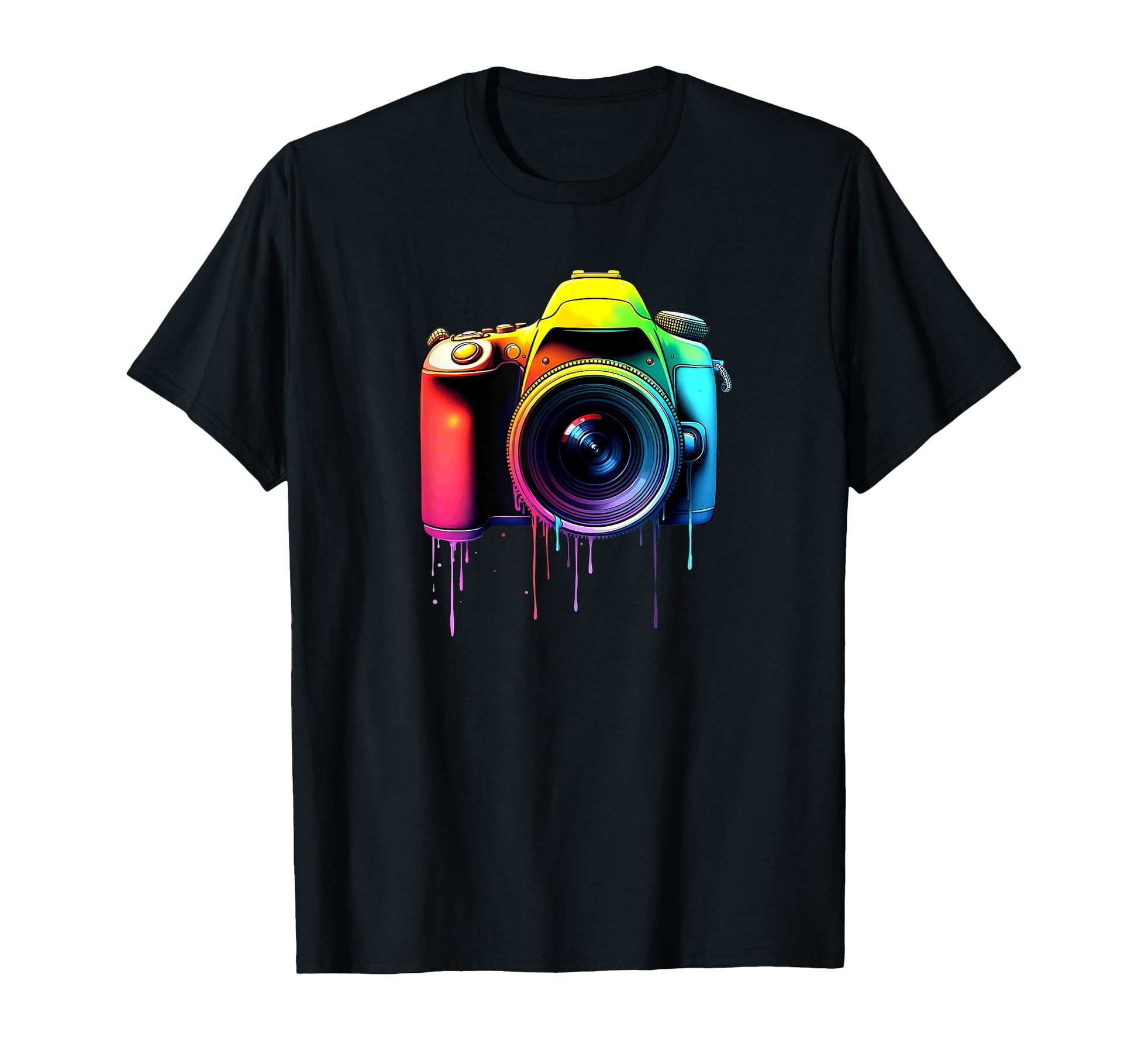Photography Colorful Camera Dripping T-Shirt - Casual Everyday Wear Unisex - T-Shirt, Sweatshirt, Hoodie