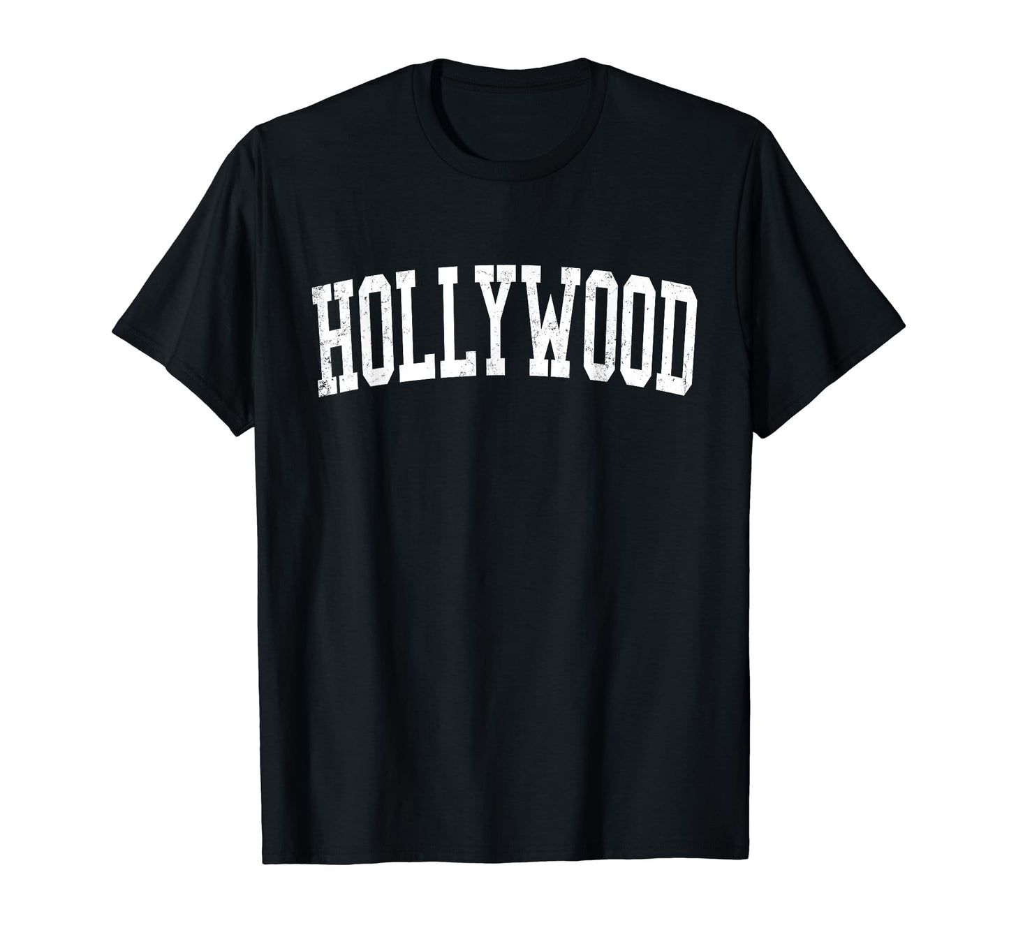 Hollywood Fl Distressed White T-Shirt - Aesthetic Graphic for Adults - T-Shirt, Sweatshirt, Hoodie