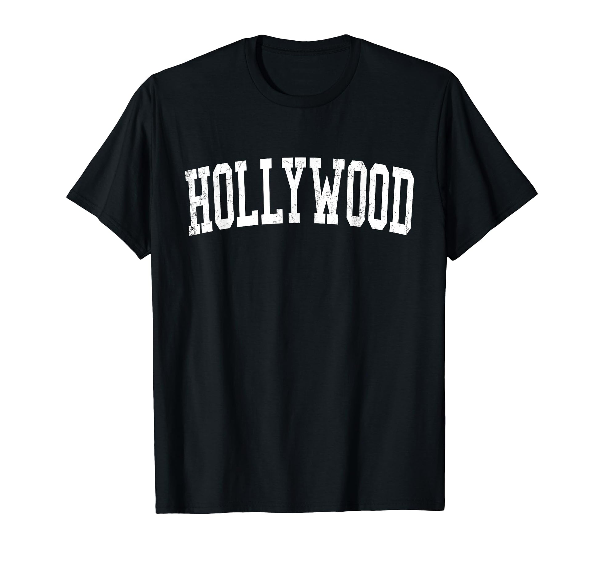 Hollywood Fl Distressed White T-Shirt - Aesthetic Graphic for Adults - T-Shirt, Sweatshirt, Hoodie