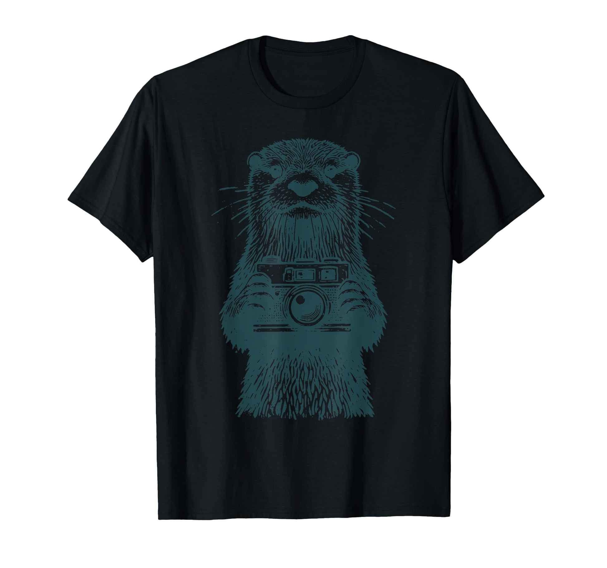 Otter Holding Camera Photographer T-Shirt - Custom Art Print Men Women - T-Shirt, Sweatshirt, Hoodie
