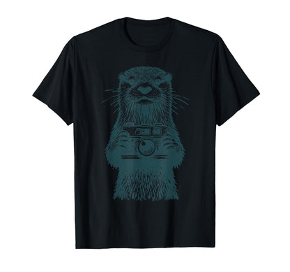 Otter Holding Camera Photographer T-Shirt - Custom Art Print Men Women - T-Shirt, Sweatshirt, Hoodie