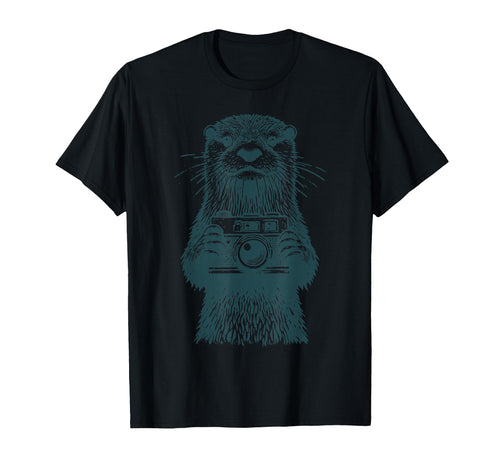 Otter Holding Camera Photographer T-Shirt - Custom Art Print Men Women - T-Shirt, Sweatshirt, Hoodie