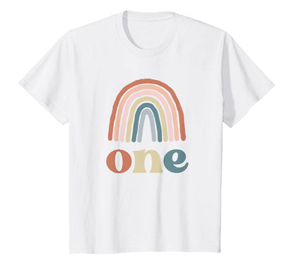 One Year Old Birthday Boho Rainbow T-Shirt - Trendy Graphic for Adults - T-Shirt, Sweatshirt, Hoodie