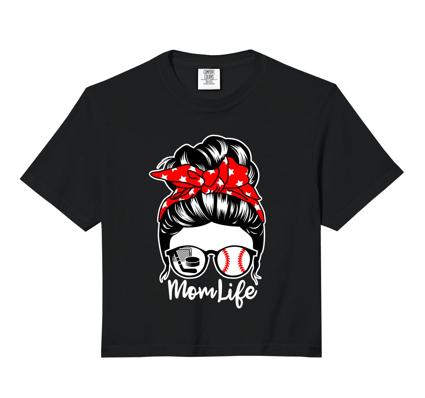 Mom Life Messy Bun Hair Baseball Hockey Hoodie - Aesthetic Graphic Unisex - T-Shirt, Sweatshirt, Hoodie