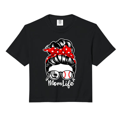 Mom Life Messy Bun Hair Baseball Hockey Hoodie - Aesthetic Graphic Unisex - T-Shirt, Sweatshirt, Hoodie