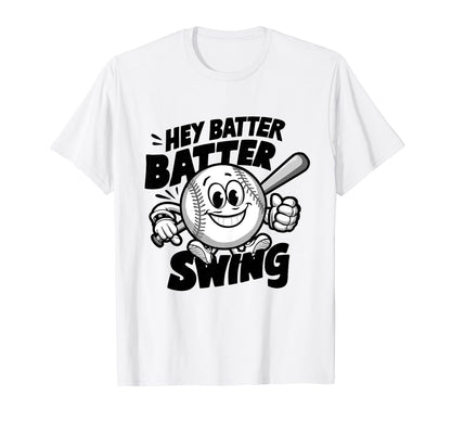 Hey Batter Batter Swing Baseball Mom T-Shirt - Minimalist Print for Adults - T-Shirt, Sweatshirt, Hoodie