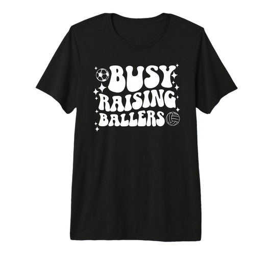 Busy Raising Ballers Soccer T-Shirt - Minimalist Print for Adults - T-Shirt, Sweatshirt, Hoodie