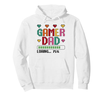 Funny Gamer Dad Loading Papa Video Hoodie - Minimalist Print for Adults - T-Shirt, Sweatshirt, Hoodie