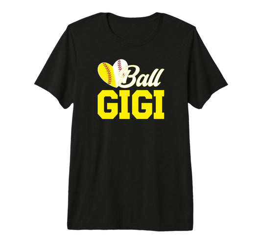 Ball Gigi Heart Softball Baseball Gigi T-Shirt - Unique Graphic Men Women - T-Shirt, Sweatshirt, Hoodie