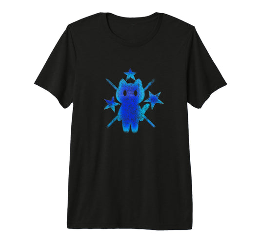 Yk2 Grunge Earthy Blue Cat Stars Tomboy T-Shirt - Trendy Graphic Men Women - T-Shirt, Sweatshirt, Hoodie
