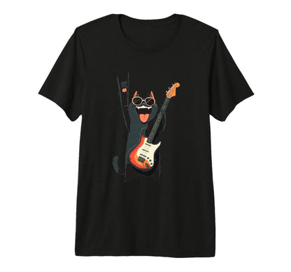 Cat Guitar Lover Rock Music Tri Blend T-Shirt - Streetwear Style Unisex - T-Shirt, Sweatshirt, Hoodie