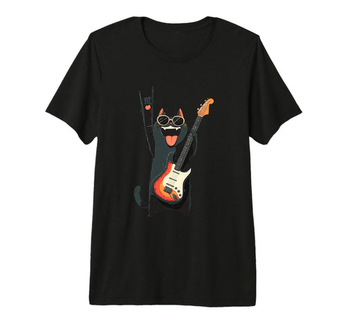 Cat Guitar Lover Rock Music Tri Blend T-Shirt - Streetwear Style Unisex - T-Shirt, Sweatshirt, Hoodie