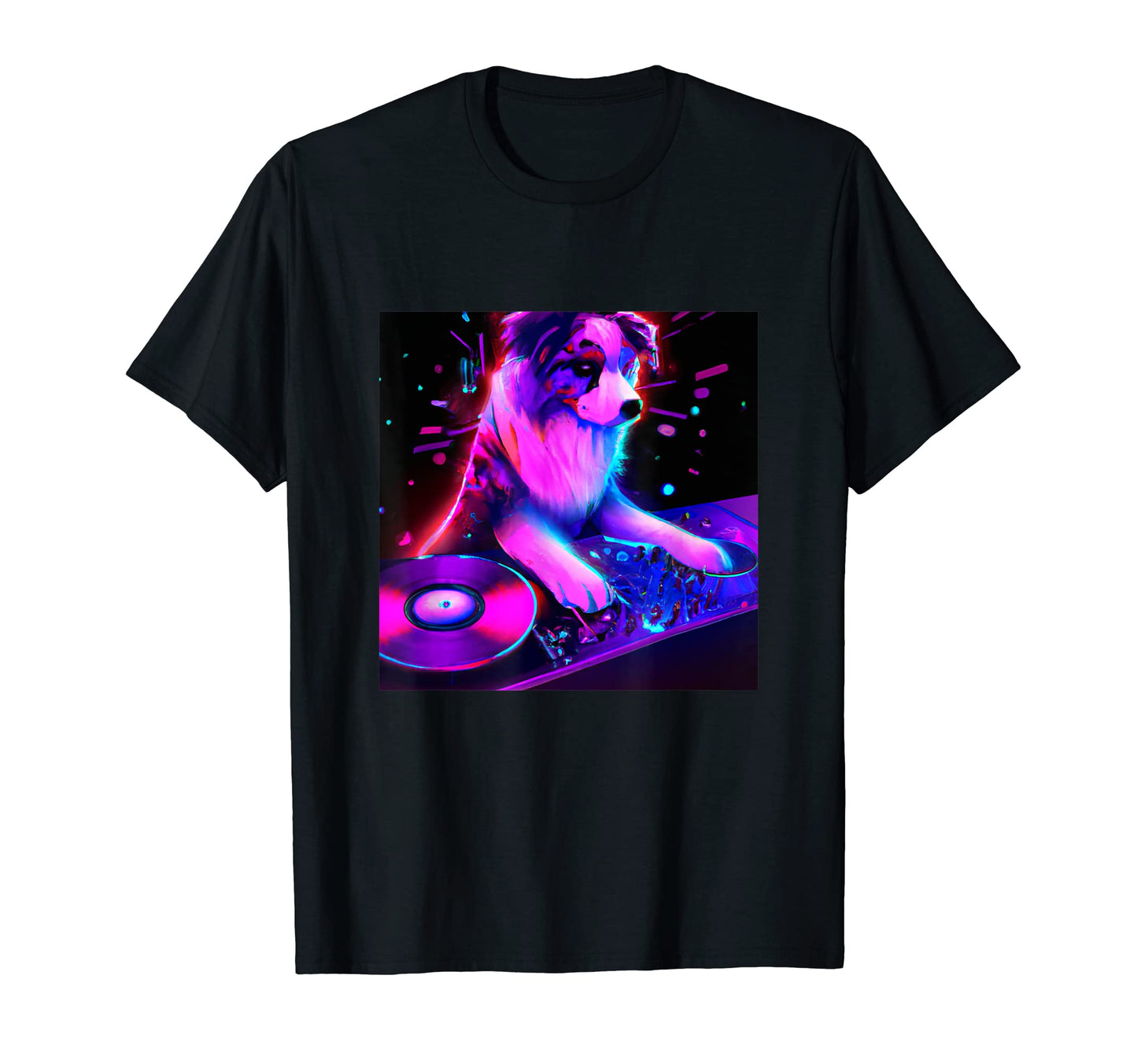Australian Shepherd Vaporwave Dog T-Shirt - Fun Novelty Design for Adults - T-Shirt, Sweatshirt, Hoodie