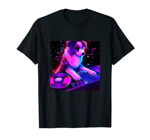 Australian Shepherd Vaporwave Dog T-Shirt - Fun Novelty Design for Adults - T-Shirt, Sweatshirt, Hoodie