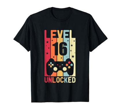 Level 16 Unlocked Gamer Funny 16Th T-Shirt - Minimalist Print Unisex - T-Shirt, Sweatshirt, Hoodie
