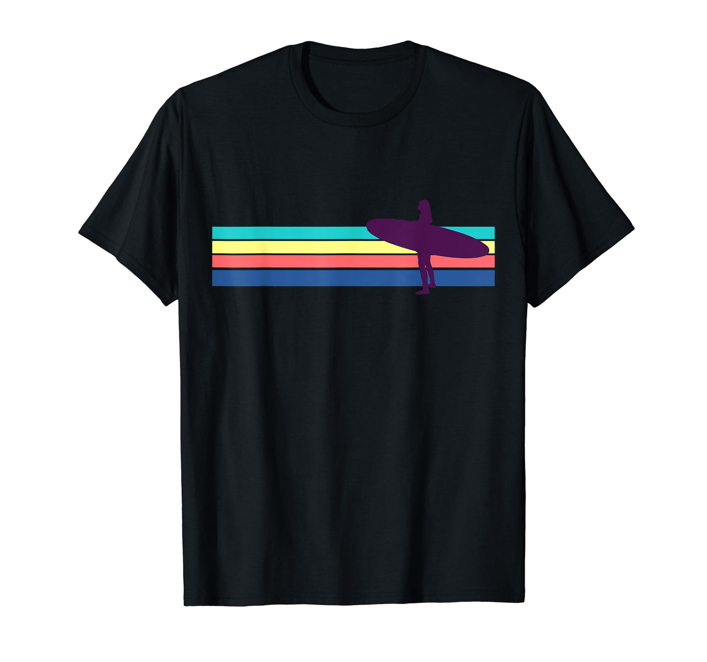 Surfing Surf Stripe Longboard T-Shirt - Fun Novelty Design Unisex - T-Shirt, Sweatshirt, Hoodie