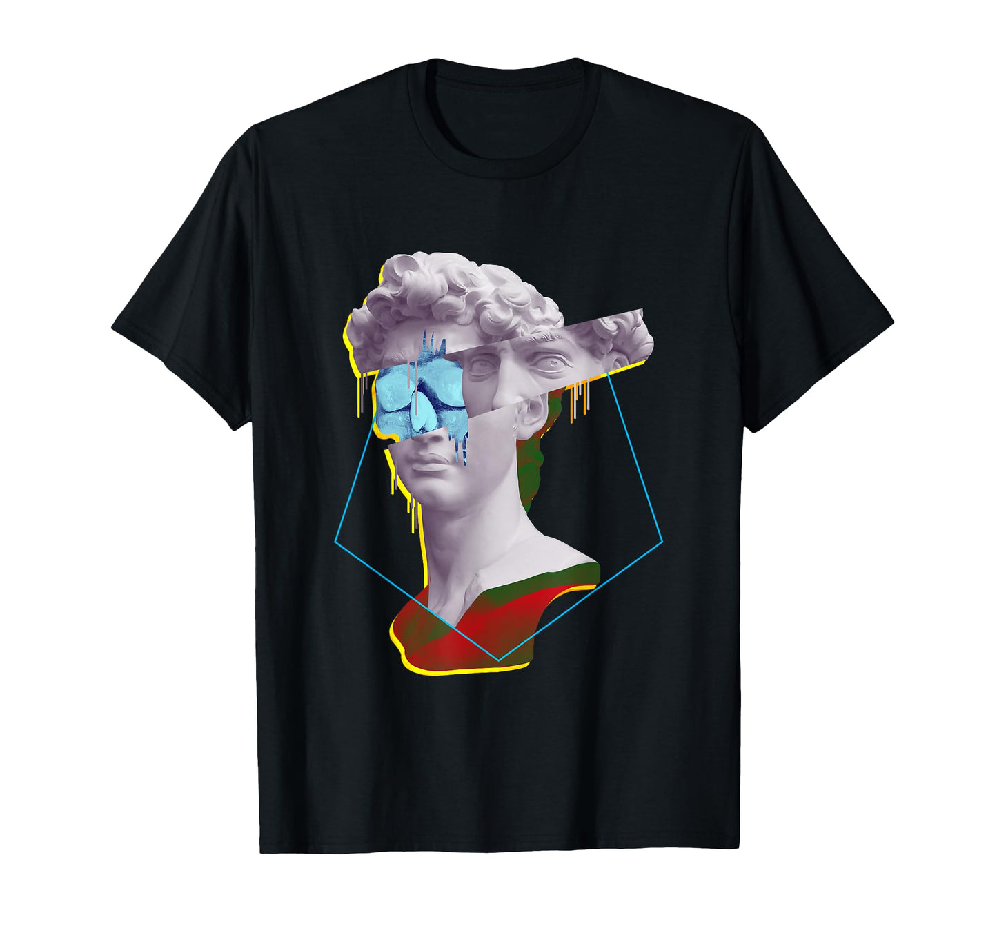 Vaporwave Statue David Bust Skull Glitch T-Shirt - Trendy Graphic Unisex - T-Shirt, Sweatshirt, Hoodie