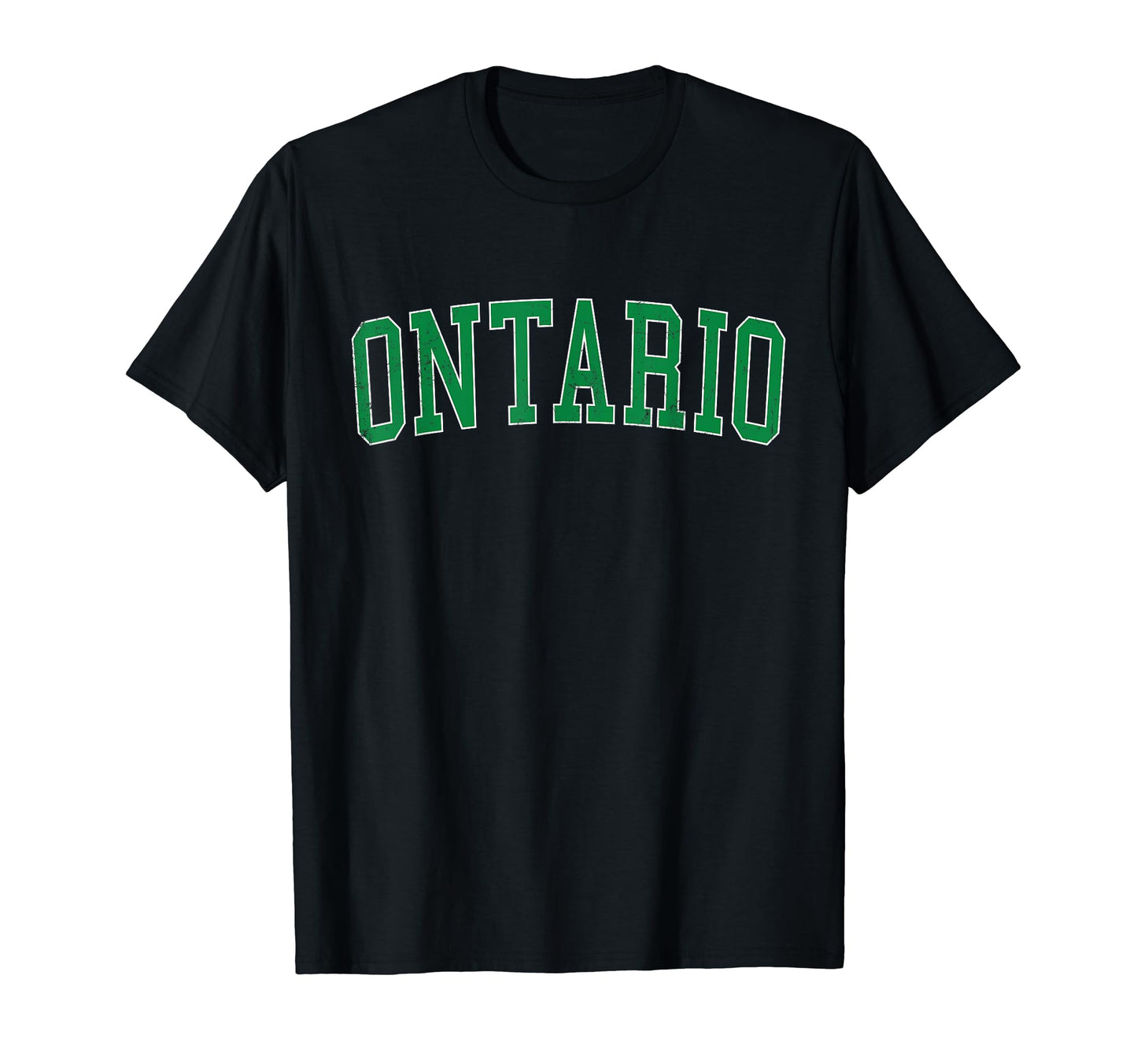 Ontario Or Distressed Green Varsity T-Shirt - Aesthetic Graphic Unisex - T-Shirt, Sweatshirt, Hoodie