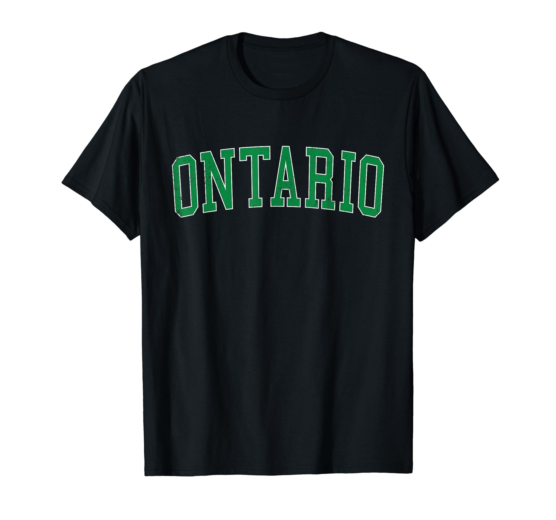 Ontario Or Distressed Green Varsity T-Shirt - Aesthetic Graphic Unisex - T-Shirt, Sweatshirt, Hoodie
