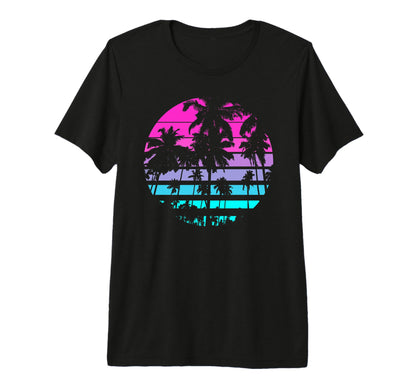Eighties 80S 90S Beach Palm Trees Tri T-Shirt - Novelty Apparel Men Women - T-Shirt, Sweatshirt, Hoodie