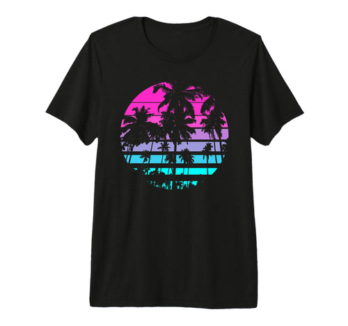 Eighties 80S 90S Beach Palm Trees Tri T-Shirt - Novelty Apparel Men Women - T-Shirt, Sweatshirt, Hoodie