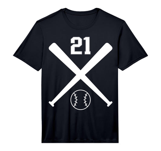 Baseball Softball Number 21 T-Shirt - Fun Novelty Design for Adults - T-Shirt, Sweatshirt, Hoodie