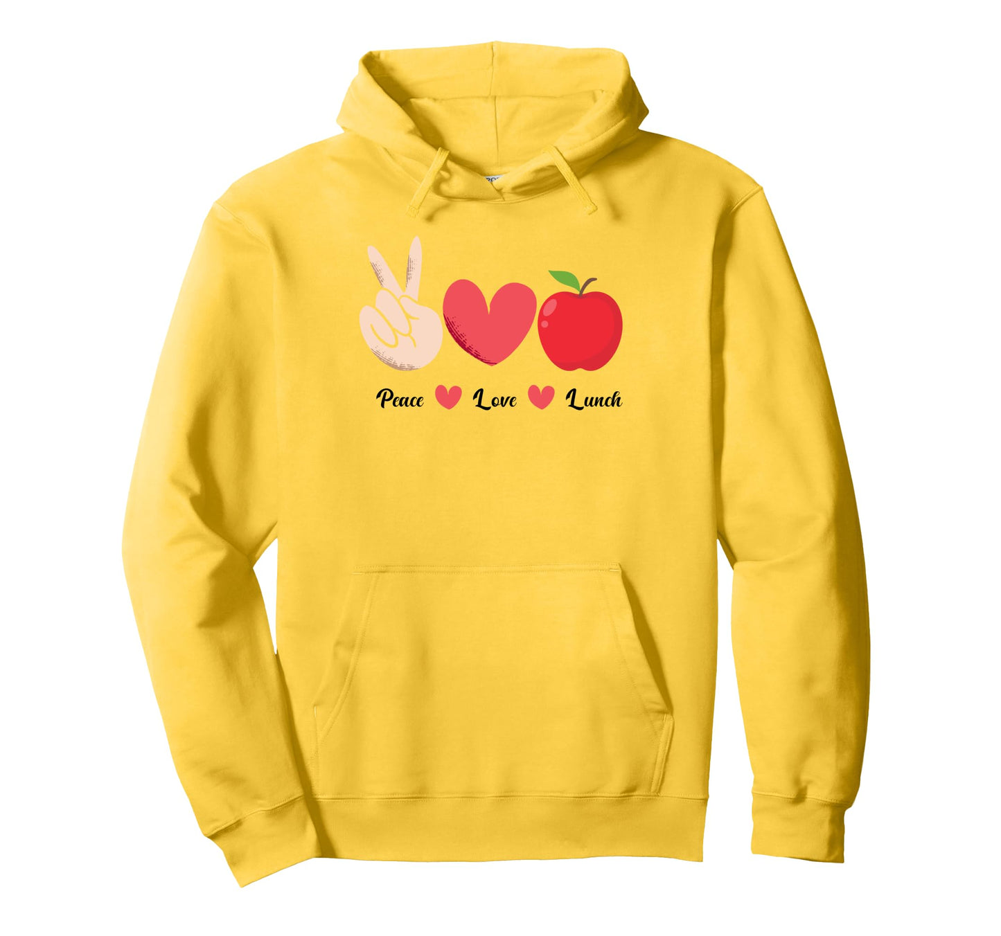 Peace Love Lunch Food Server Lunch Lady Hoodie - Aesthetic Graphic Unisex - T-Shirt, Sweatshirt, Hoodie