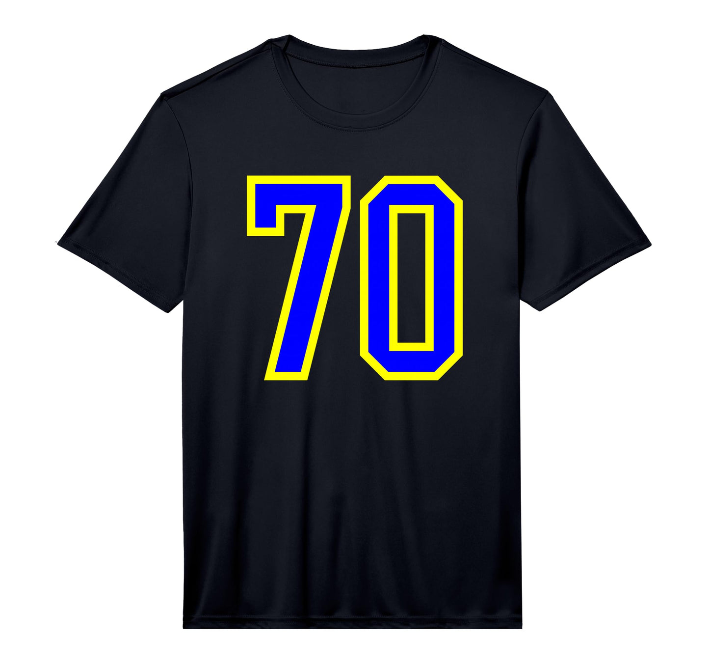 Blue Yellow Sports Team Number 70 T-Shirt - Custom Art Print Men Women - T-Shirt, Sweatshirt, Hoodie