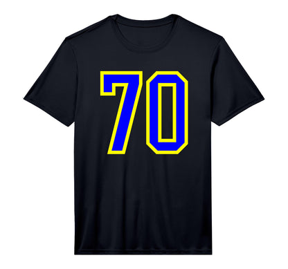 Blue Yellow Sports Team Number 70 T-Shirt - Custom Art Print Men Women - T-Shirt, Sweatshirt, Hoodie