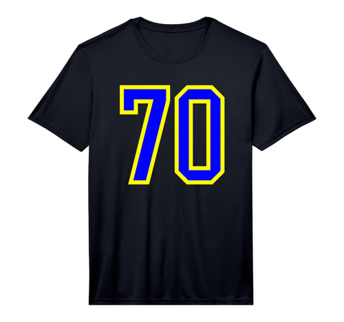 Blue Yellow Sports Team Number 70 T-Shirt - Custom Art Print Men Women - T-Shirt, Sweatshirt, Hoodie
