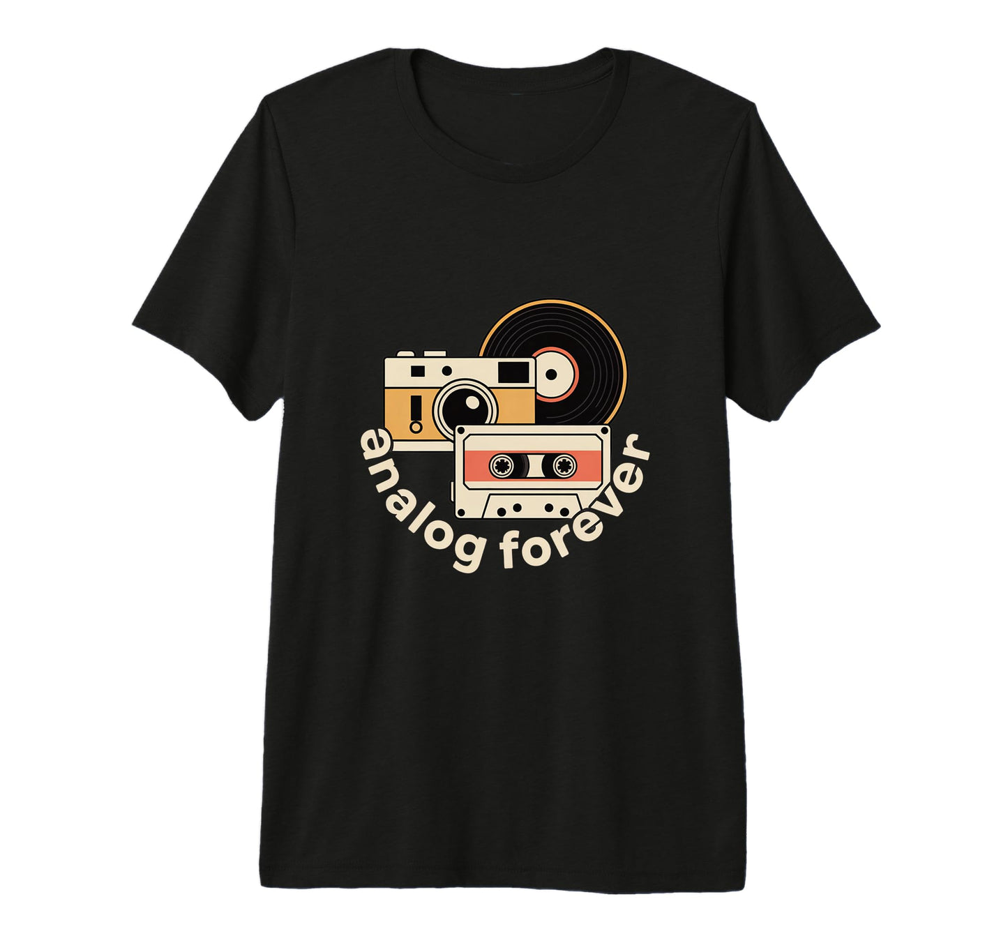 Analog Forever Camera Cassette Music Tri T-Shirt - Trendy Graphic Unisex - T-Shirt, Sweatshirt, Hoodie