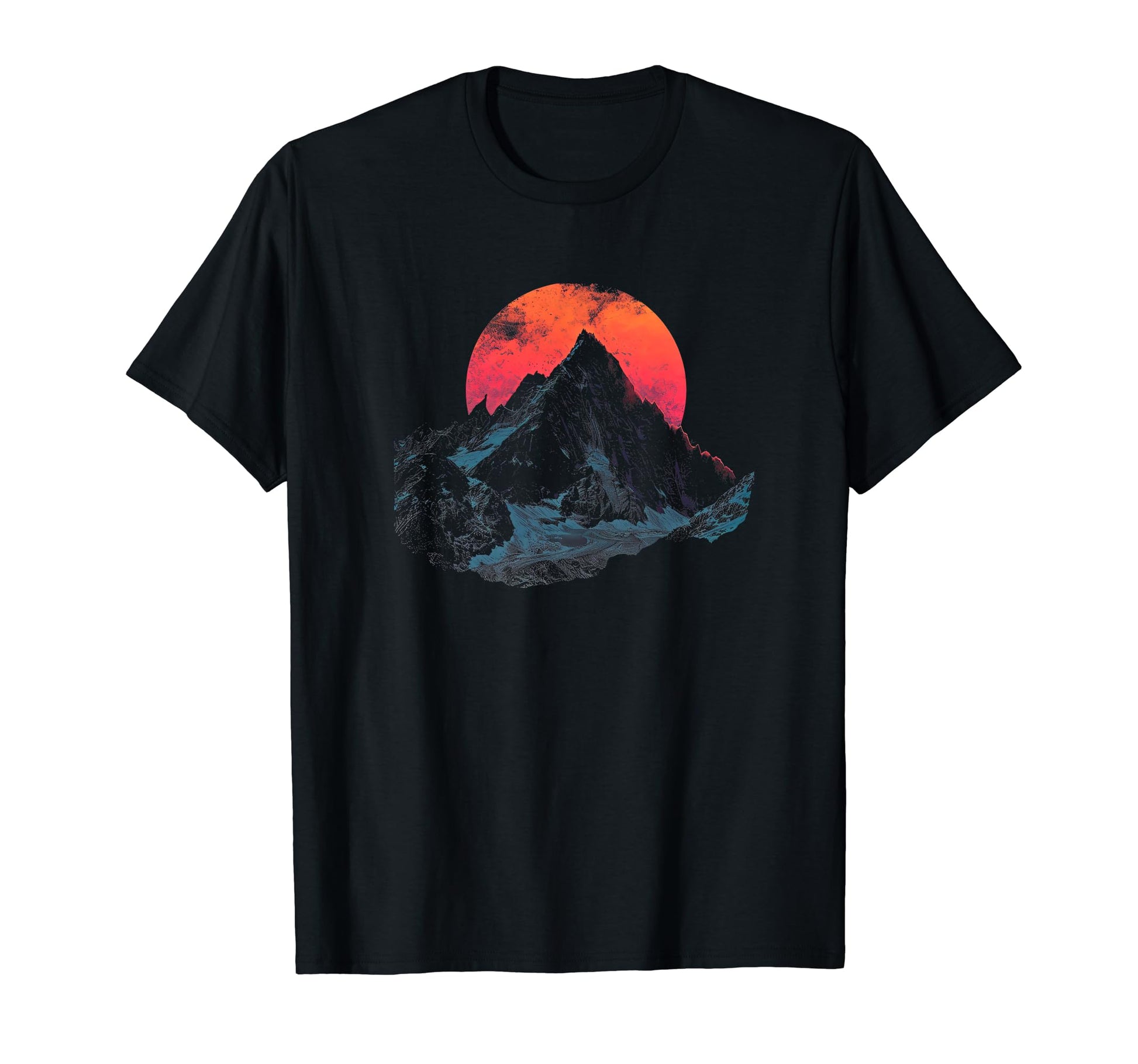 Red Moon Over Black Mountain Range T-Shirt - Unique Graphic Men Women - T-Shirt, Sweatshirt, Hoodie