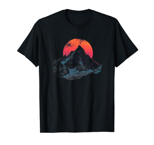 Red Moon Over Black Mountain Range T-Shirt - Unique Graphic Men Women - T-Shirt, Sweatshirt, Hoodie