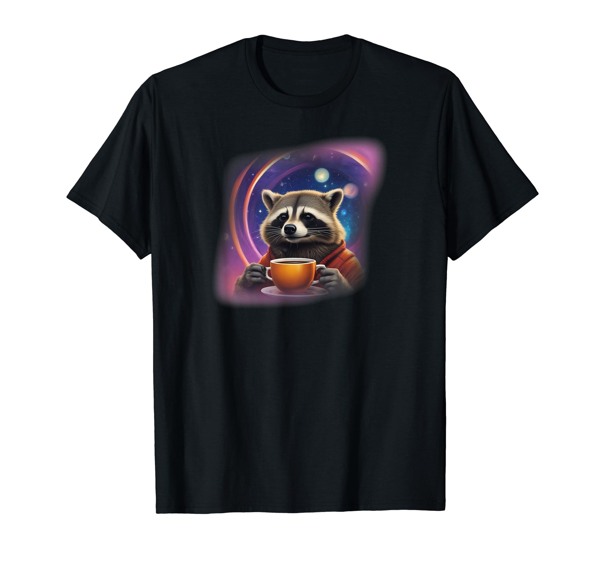Raccoon Drinking Coffee Bootleg T-Shirt - Casual Everyday Wear for Adults - T-Shirt, Sweatshirt, Hoodie