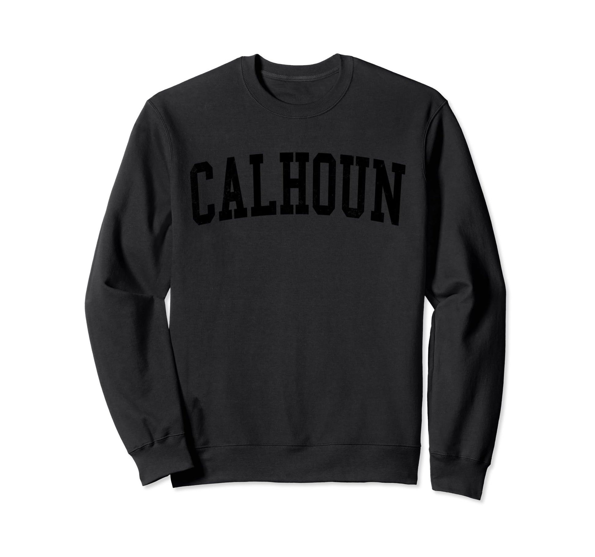 Calhoun Ga Distressed Black Varsity Sweatshirt - Novelty Apparel for Adults - T-Shirt, Sweatshirt, Hoodie