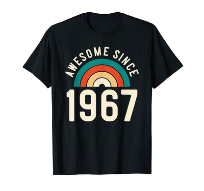 Awesome Since 1967 Rainbow 55Th Birthday T-Shirt - Unique Graphic Unisex - T-Shirt, Sweatshirt, Hoodie